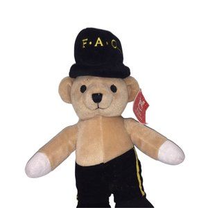 FAO Schwartz Light tan bear with Tall Hat & Black pants with gold stripe - Vinta